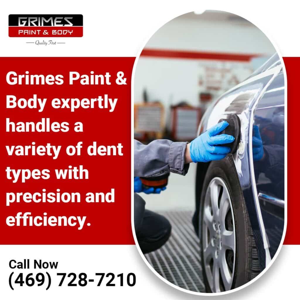 Grimes Paint & Body expert in handling dent with precision