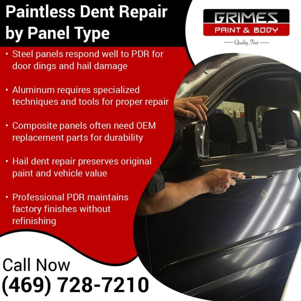 Paintless dent repair by Panel Type